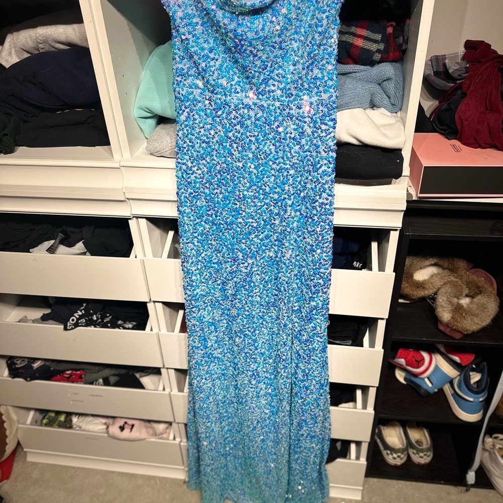 Sparkling Blue Sequin Gown